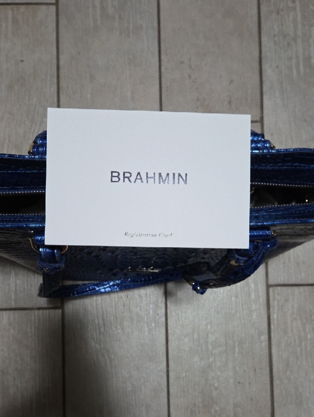 Brahmin Blue Croc-Embossed Leather Handbag - Picture 6 of 11